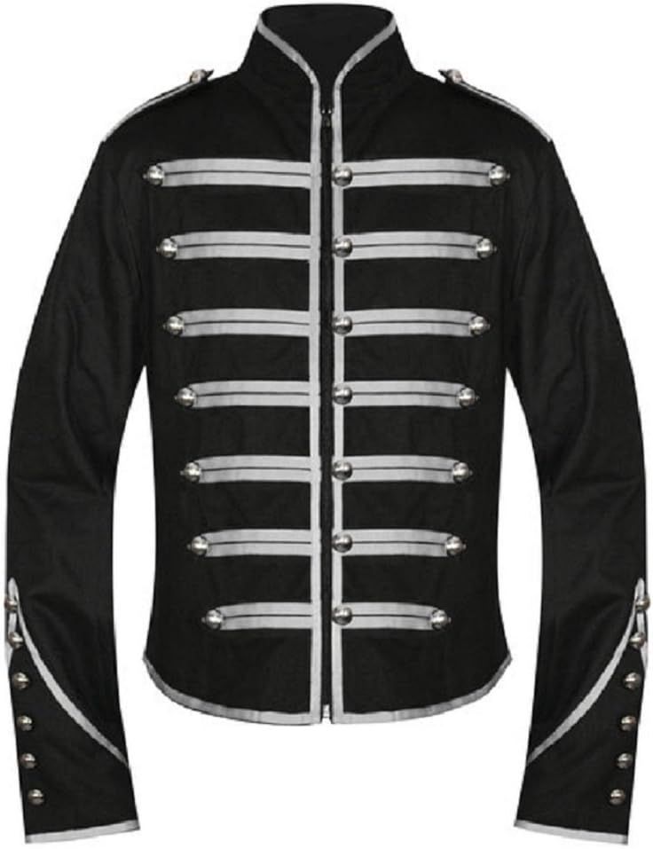 Men's Gothic Steampunk Military Parade Uniform Style Pea Jacket Coat