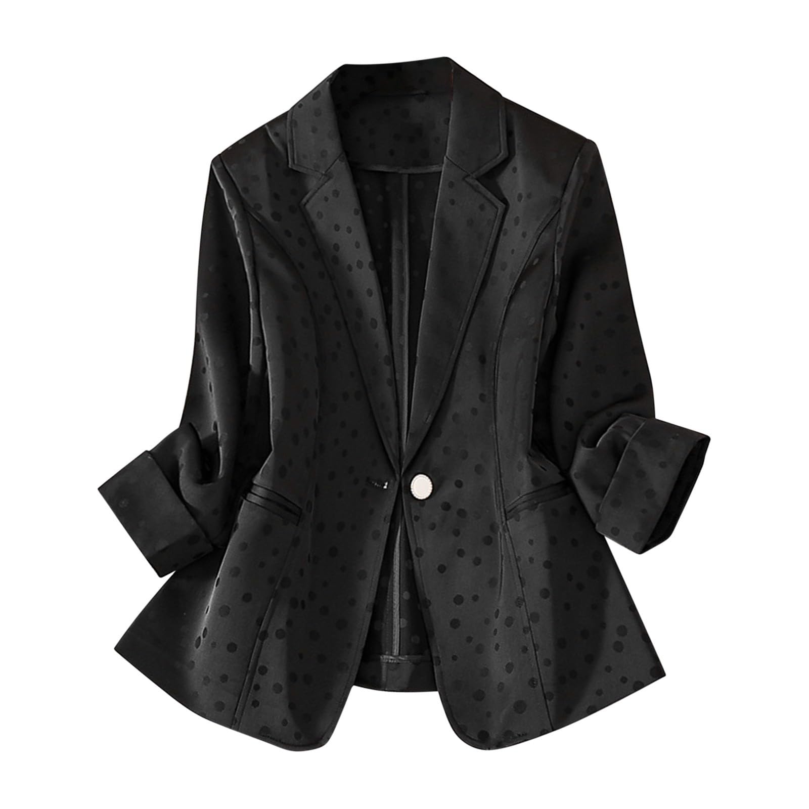 Blazers for Women Business Casual Suit Jackets Long Sleeve Lapel Button Polka Dot Fashion Blazer Jacket with Pockets