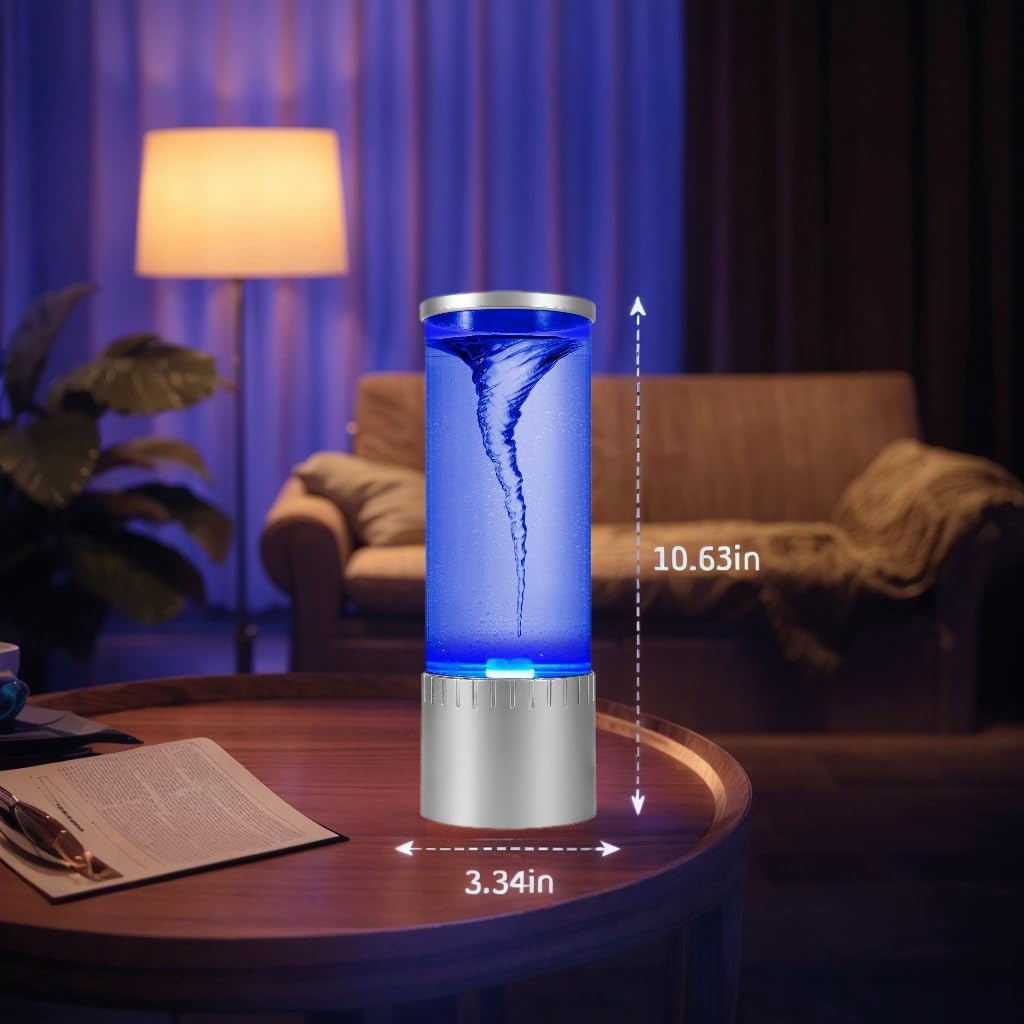 Tornado Lamp, 7 Color Changing LED Night Light with Hypnotic Vortex Effect, USB-Powered Calming Light for Bedroom, Office, Party Decor, Meditation & Stress Relief