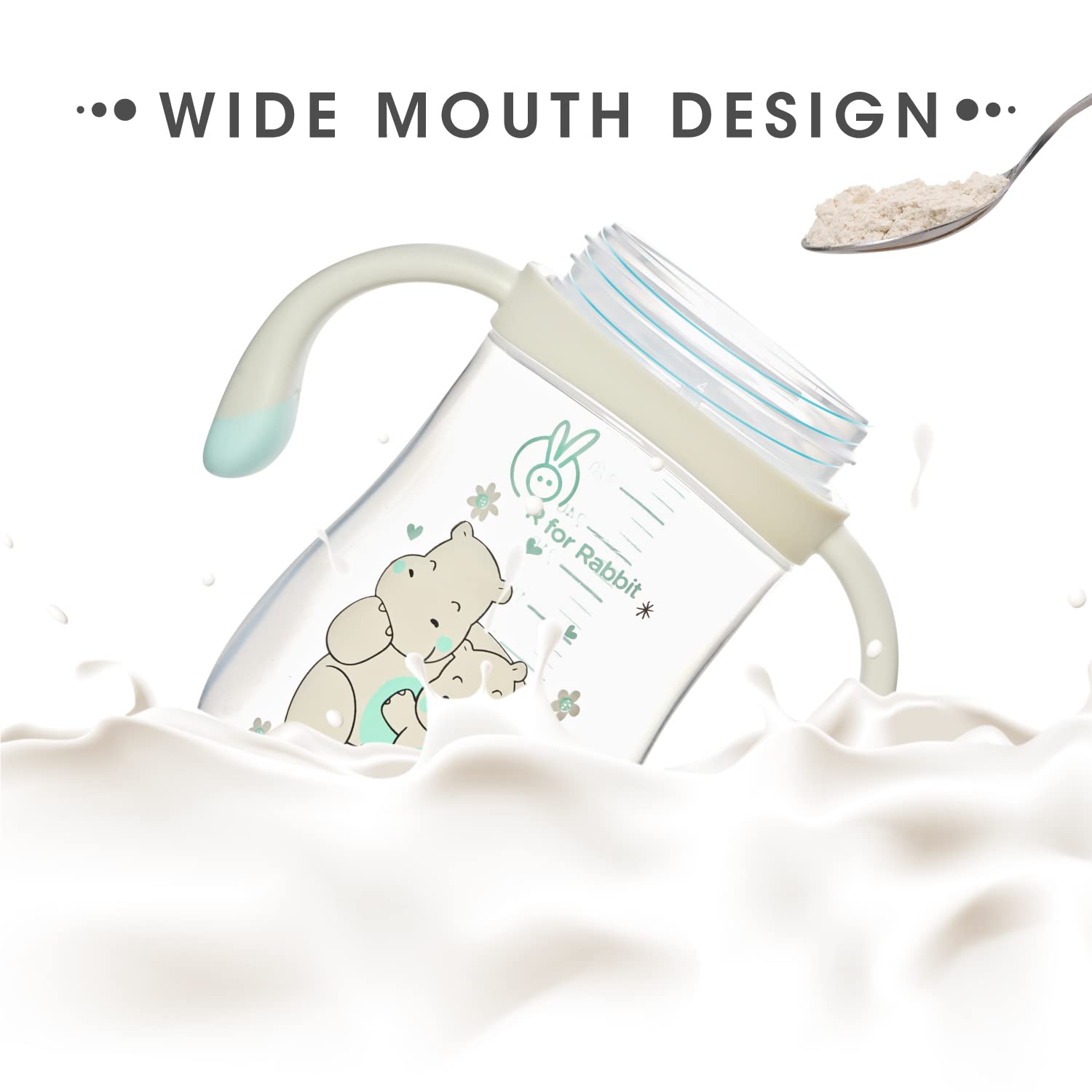 R for Rabbit Premium Hippo Baby Straw Sipper Bottle |10 fl oz | Anti Spill Sippy Cup with Soft Silicone Straw BPA Free & Non Toxic for Baby or Kids of 12 Months -(300 ml Green) - Image 6 thumbnail