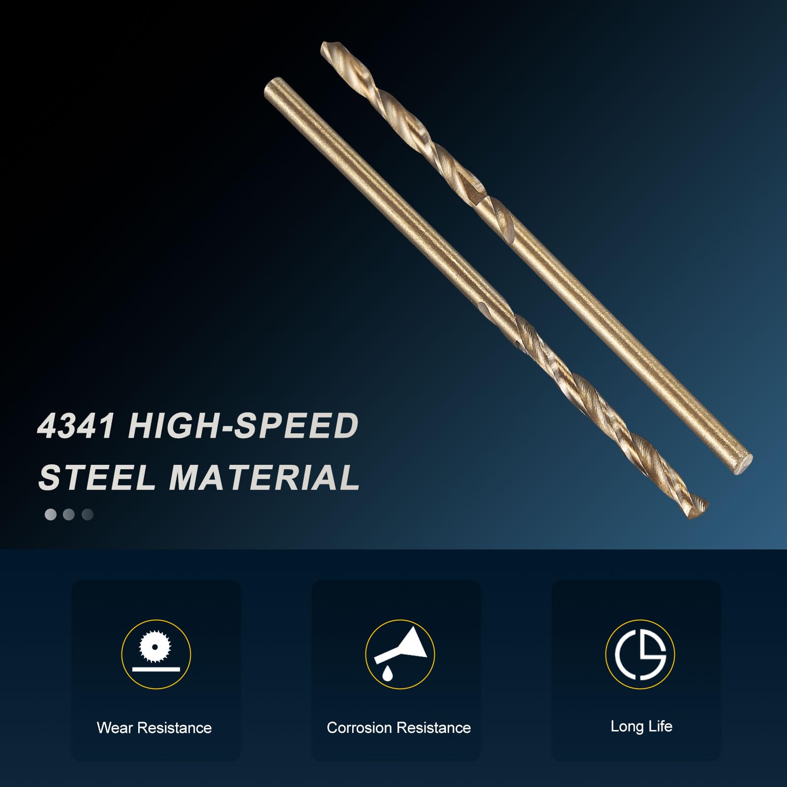 PATIKIL 2mm Drill Bit, Jobber Straight Shank 4341 High-Speed Steel 118° Gold Finish for Medium-hard Metal Steel Acrylic - 10 Pack - Image 3