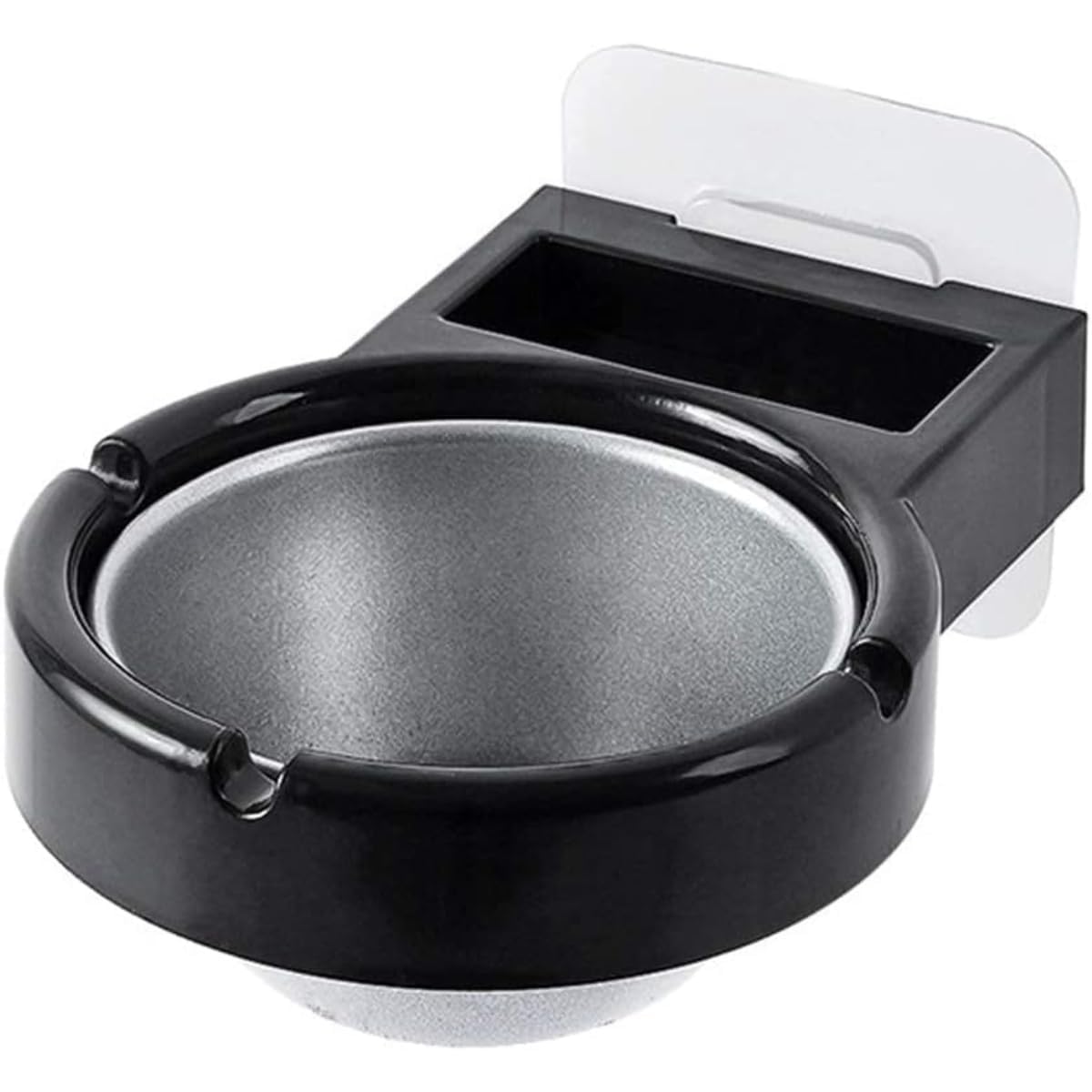 Vortipu Stainless Steel Wall-Mounted Ashtray with Cigarette Lighter Storage Rack – Versatile Organizer for Balcony, Table, Bathroom & Office – Durable, Rust-Resistant & Easy to Clean (Black)-image-1