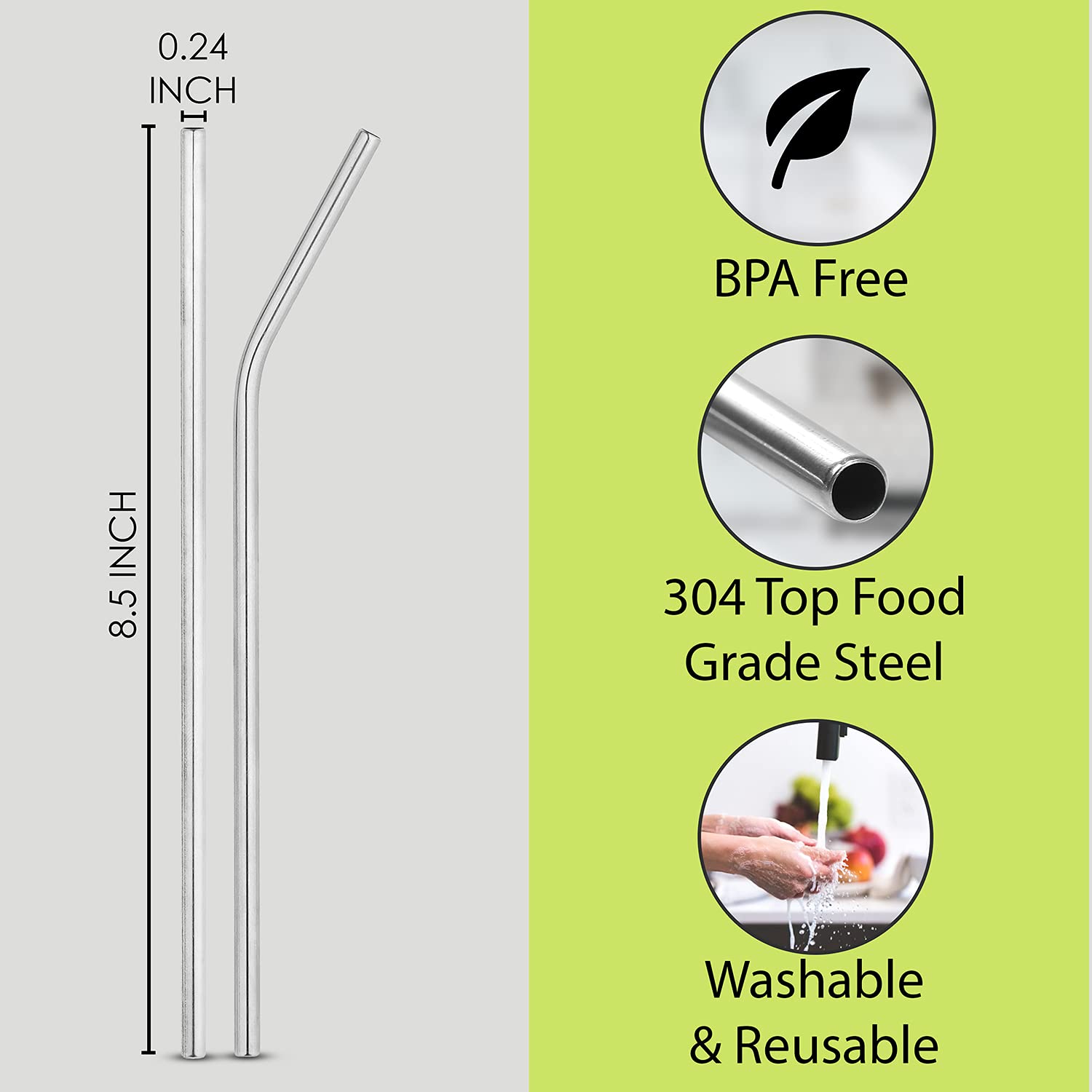 Stainless Steel Straw for Kids and Adults Reusable Metal Straw Set with Cleaning Brush (2 Bent + 2 Straight + 1 Brushes + 1 Canvas Pouch Blue)
