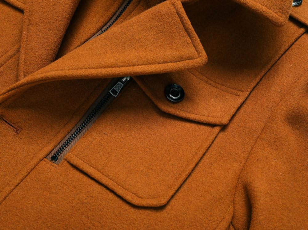 Cappotto da Uomo Invernale in Lana Sintetica Spessa Trench Cappotto di Media Lunghezza Slim Fit Imbottito Giacche Caldo Casual Peacoat Con Cappuccio Rimovibile