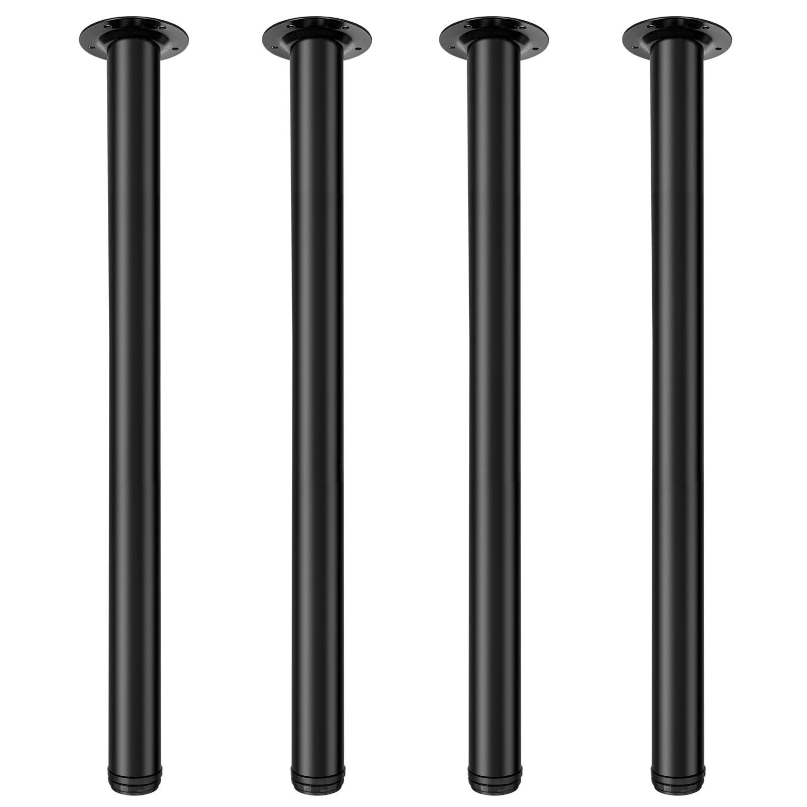 Jahof Pieds de Table Réglables 75 cm, Lot de 4 Pieds de Meubles Métal Noir Ø50mm, Support en Acier pour Table à Manger, Bureau