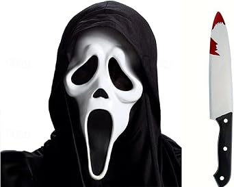 Boolavard 2PCS Halloween Mask and Knife Set, Horror Costume Creepy Scary Mask