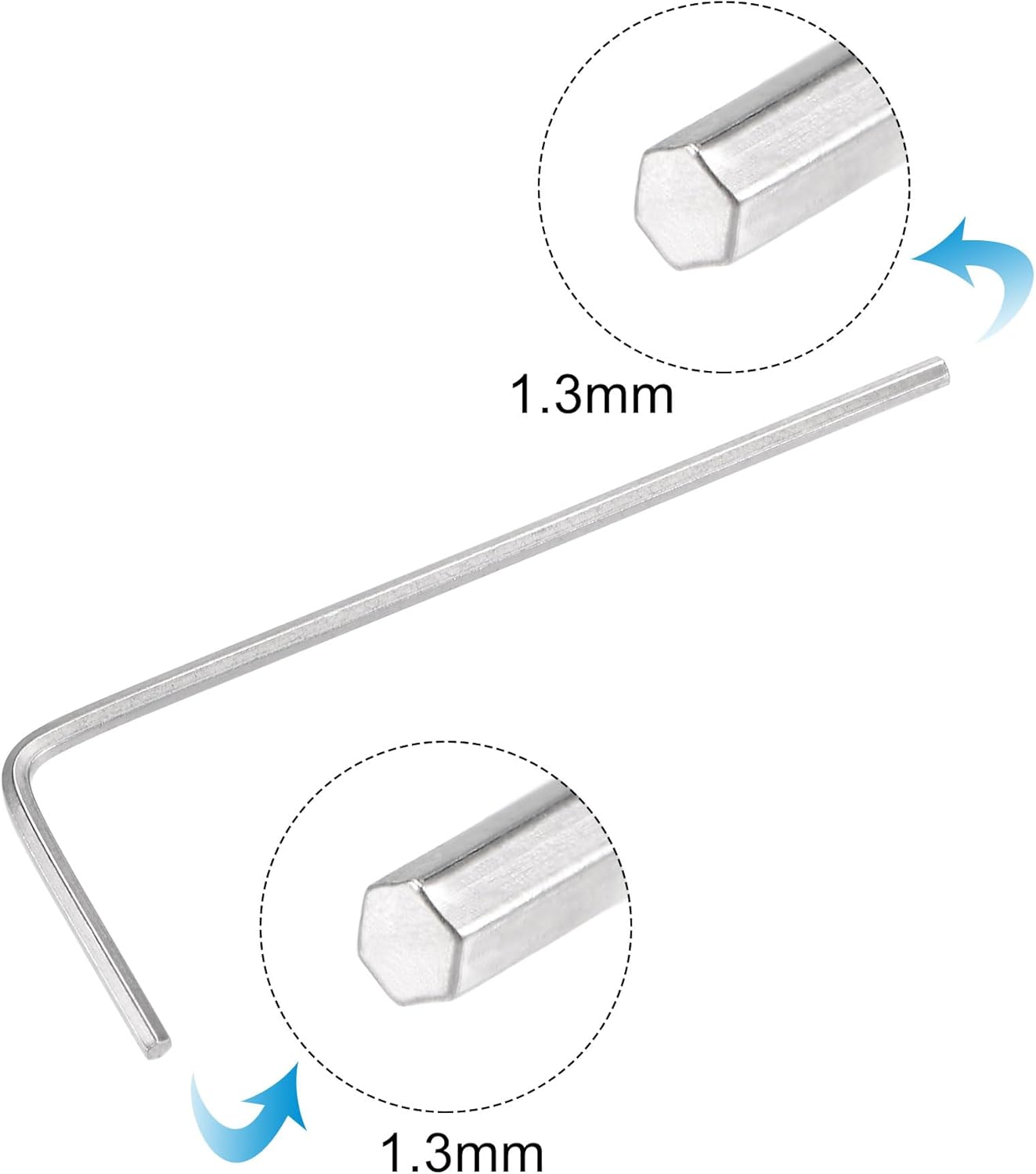 uxcell 1.3mm Hex Key Wrench, L Shaped Long Arm CR-V Repairing Tool 6 Pcs