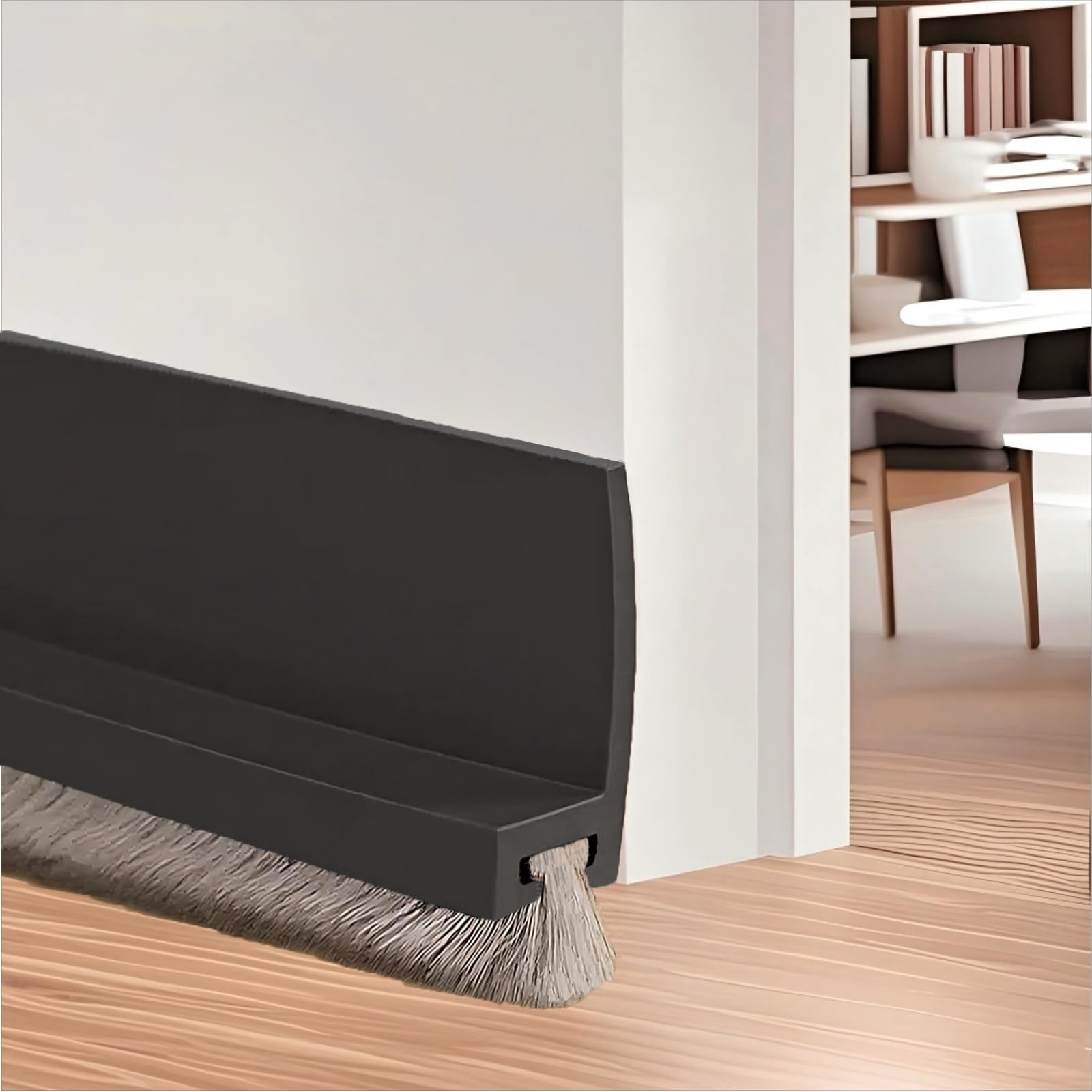 2 Piezas 100cm Negro Junta de Cepillo para Puerta, Burlete Bajo Puerta, Burlete Silicona Puerta Autoadhesivo para Burlete de Puerta, Ajustable Tira de Sellado para Antipolvo, (black)
