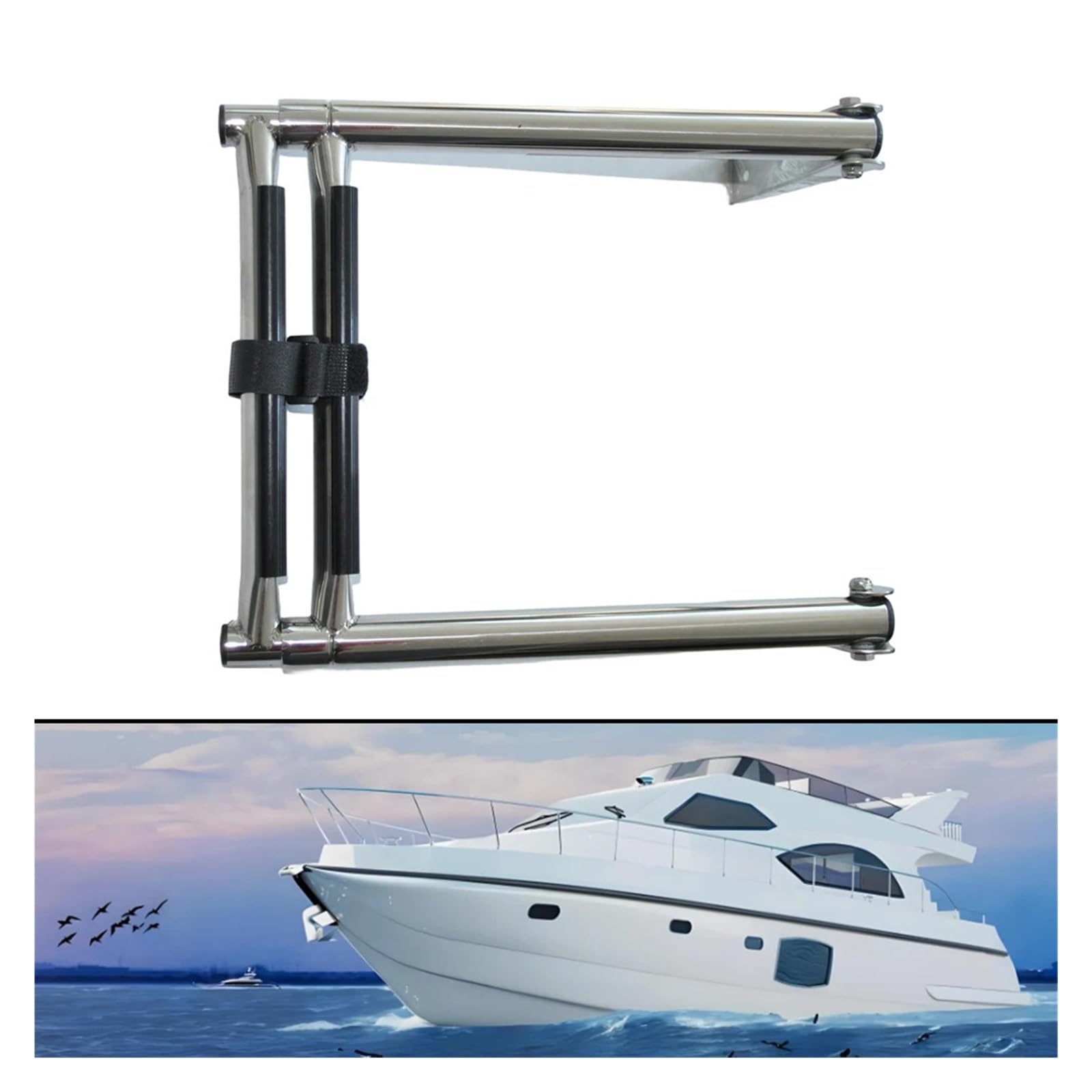 Scaletta Pieghevole Realizzata in Acciaio Inossidabile 304 Sicura E Antiscivolo | For Un Imbarco Affidabile Su Yacht, Navi Da Pesca, Piccole Imbarcazioni