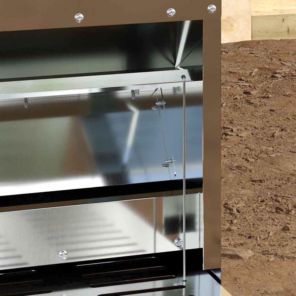 Comedero para patadas de pollo de acero galvanizado, 25 x 42 x 40 cm, resistente a la intemperie con capacidad de 4 kg, para interior y exterior, comedero robusto para aves de corral, gestión