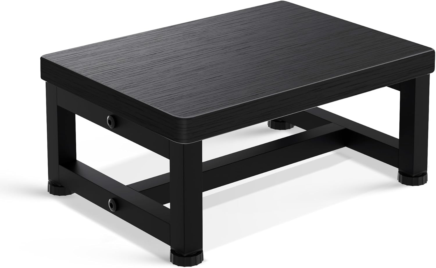 Step Stools for Adults Kids, Sturdy Wooden Stepping Stools with 450LB Capacity, Anti-Slip Bed Steps Stool for High Beds, Foot Stool One Step Stool for Kitchen Bathroom Bedroom, Black