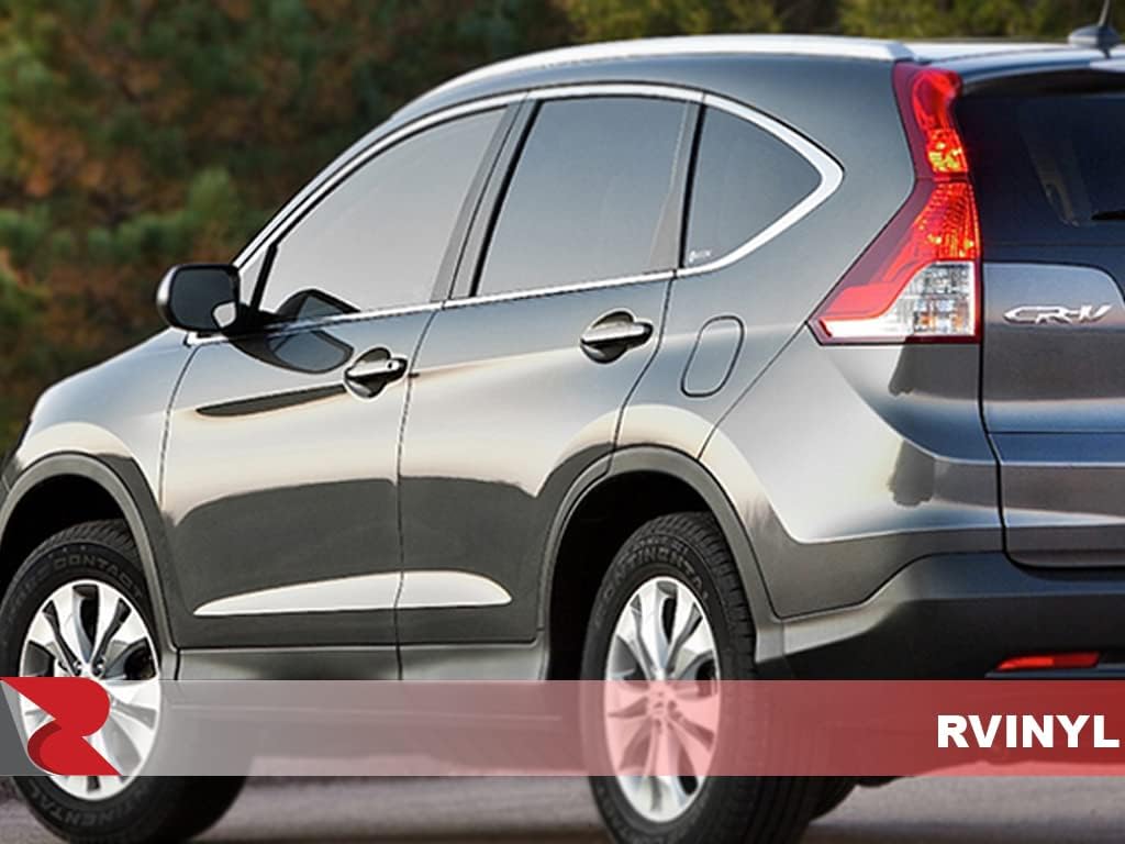 Rvinyl Pillar Post Pre Cut Window Trim Kits in Matte Black Compatible with Honda CR-V 2007-2011 - Adhesive Backs