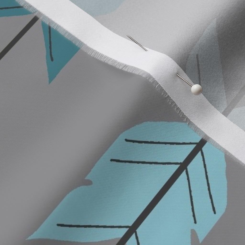 Spoonflower Fabric - Arrow Feathers Rotated Blue Teal Gray Woodland Printed on Organic Cotton Sateen Fabric by The Yard - Sewing Quilting Apparel Home Decor