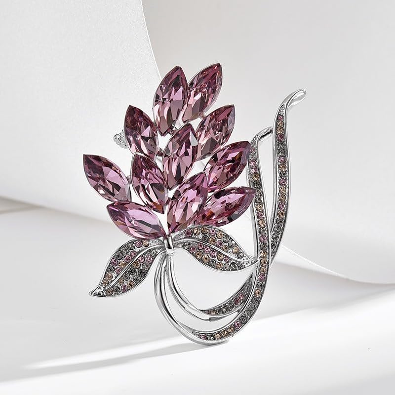 Image of Flower Brooch Pin - Rhinestone Flower Pin 18k Gold Plated - Thanksgiving Day, Birthday, Wedding Gifts for Mom, Wife