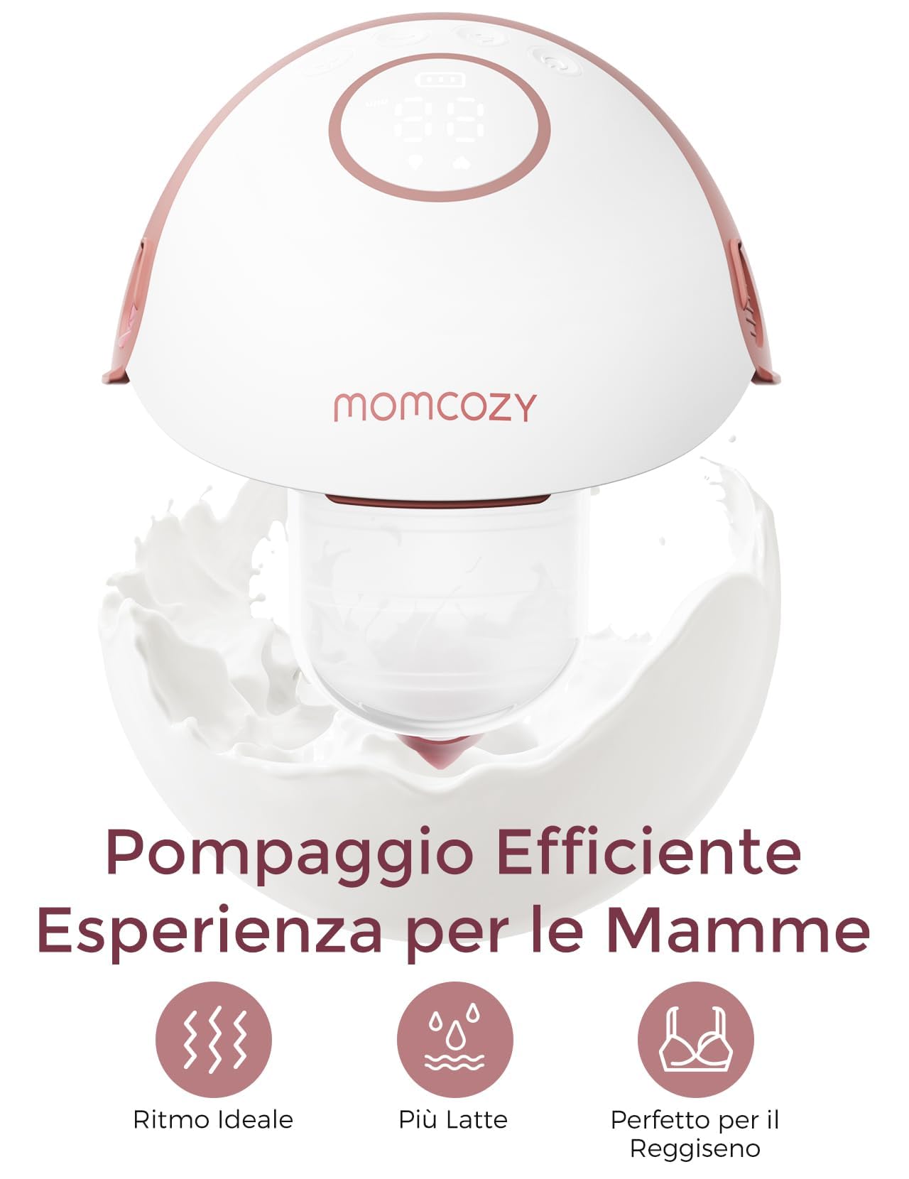 Momcozy M6 Tiralatte Elettrico Indossabile Mobile Style | Flangia DoubleFit per Più Latte, 3 Modalità e 9 Livelli, Tiralatte a Mani Libere Discreto, 24mm (1, Rosso)