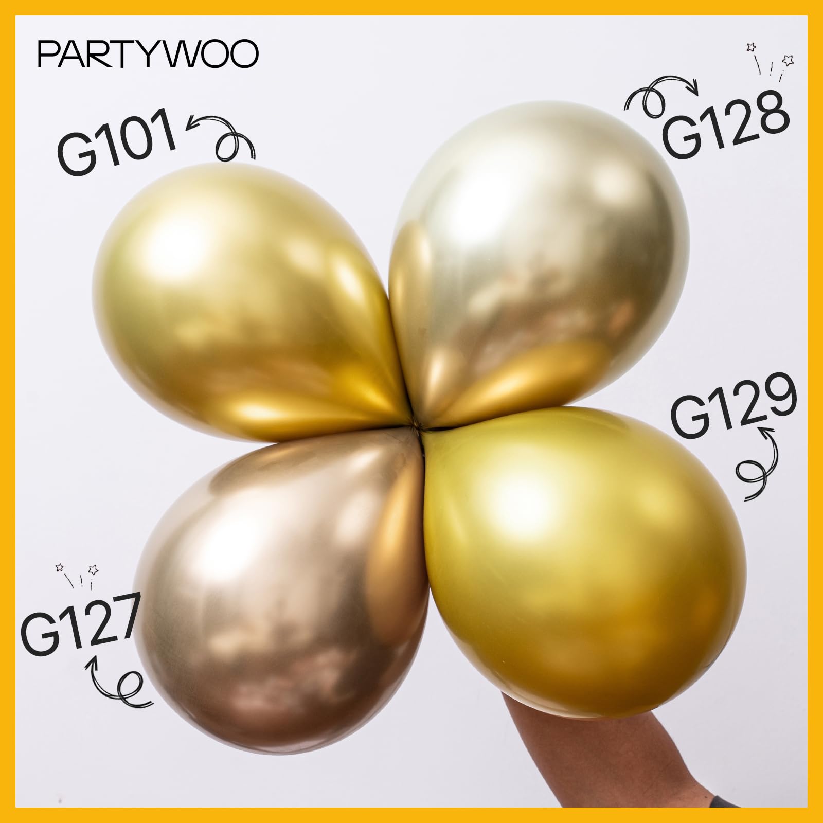 PartyWoo White and Gold Balloons, 140 pcs White and Metallic Gold Balloons Different Sizes Pack of 18 Inch 12 Inch 10 Inch 5 Inch for Balloon Garland or Arch as Birthday Decorations, Party Decorations