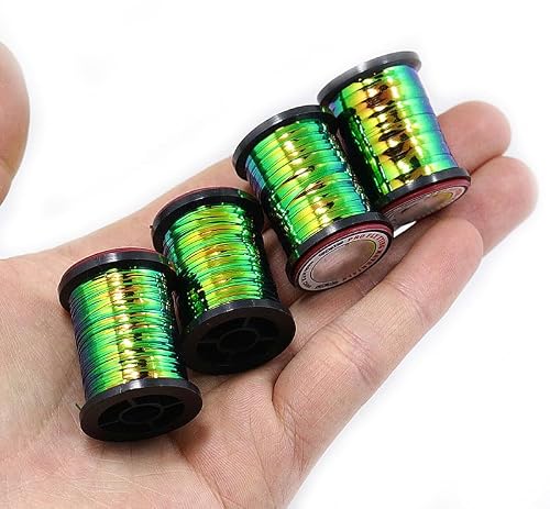 KTGCOZS Pack of 1 Peacock Flat Tinsel 35 Yards Fly Tying Floss Thread Silky Yarns fly fishing tying line Fly Fishing Tying Materials - Thumbnail 3