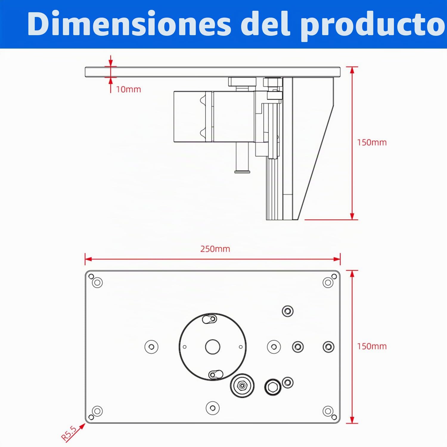 Mesa Elevadora de Fresado, Mesa de Fresado Invertido de Aleación de Aluminio, Kit de Recorte Invertido Mesa Elevadora de Router de Bricolaje para Carpintería, Procesamiento de Plásticos, Modelismo