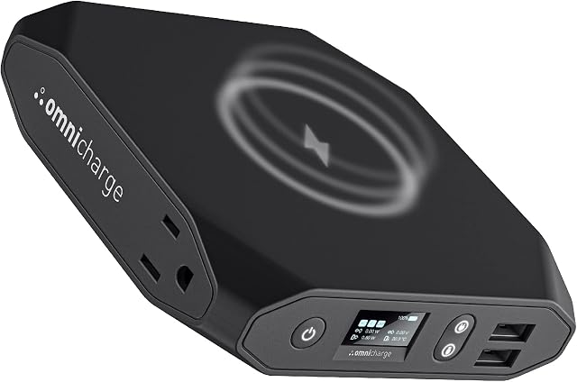 Omni 20+ 20000mah Laptop Power Bank Portable Charger | AC/DC/USB-C/Wireless Battery Backup for Laptops:MacBook Pro/Dell/Surface | Cameras:Canon/Nikon/DSLR/DJI Drones | Smart Devices:iPhone/Samsung