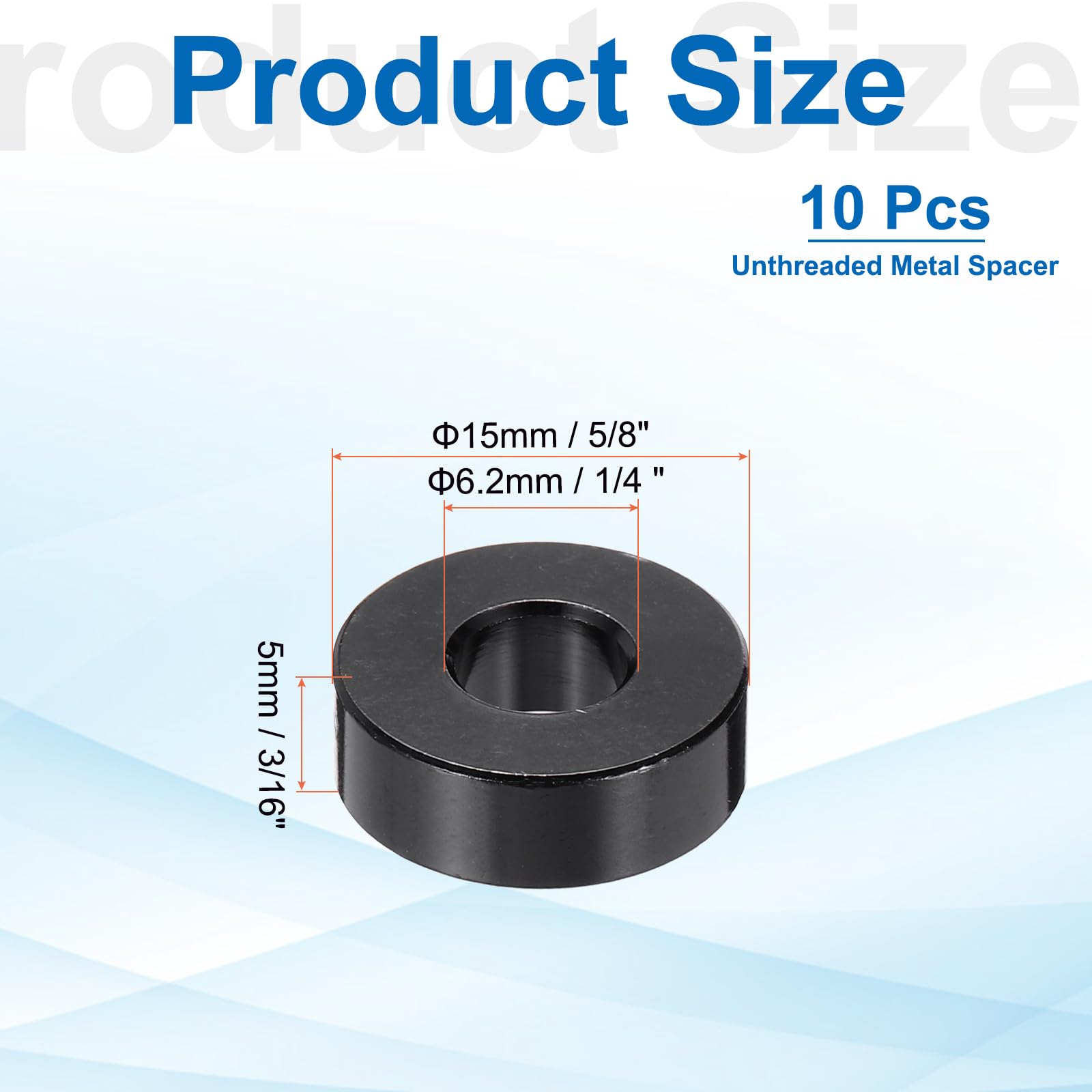 PATIKIL 10pcs M6 Aluminium Spacers, 1/4" ID x 5/8" OD Round Standoff Spacer - Image 2