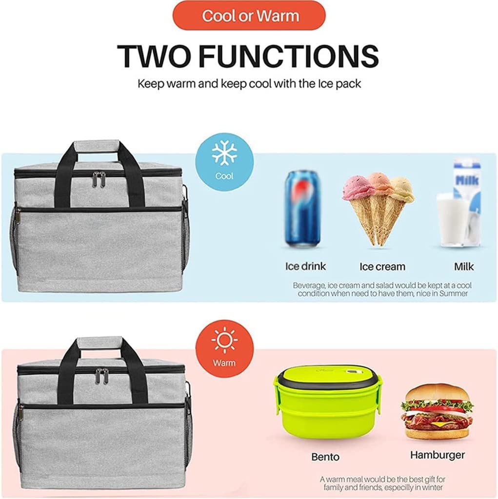 Heat Insulated Leakproof Reusable Hand Lunch Bag With Detachable Shoulder Strap 33L Foldable