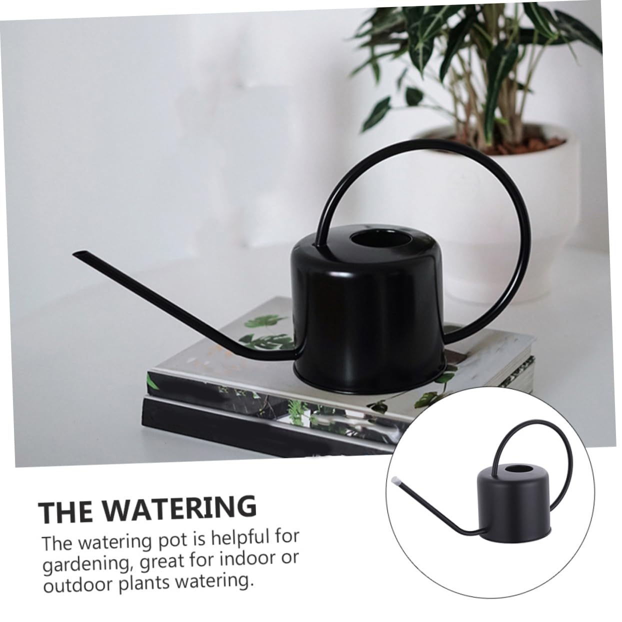 TOYANDONA Regadera de Acero Inoxidable Mango Ergonómico de 1,3l y Superficie Lisa para Riego Interior y Exterior de Plantas
