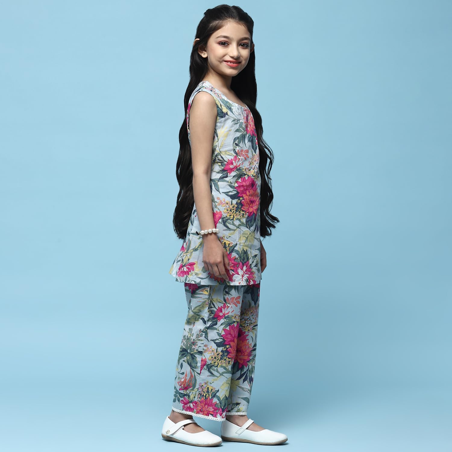 BIBA Girls PRINTED STRAIGHT KID(KWJAIPUR5936_BLUE_3) 1