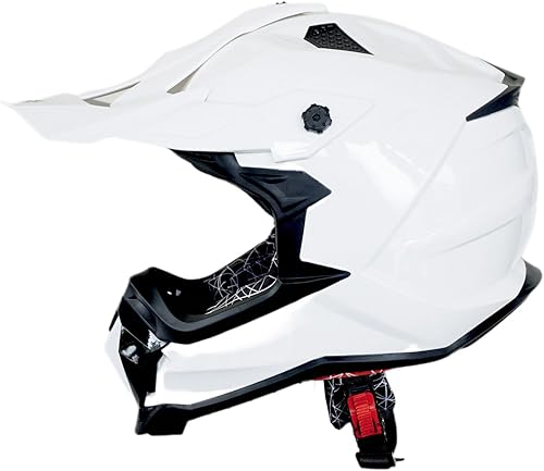 1Storm Casco de motocross para adultos, ATV Dirt Bike BMX MX Downhill Mountain Helmet Track Style JH601 blanco brillante