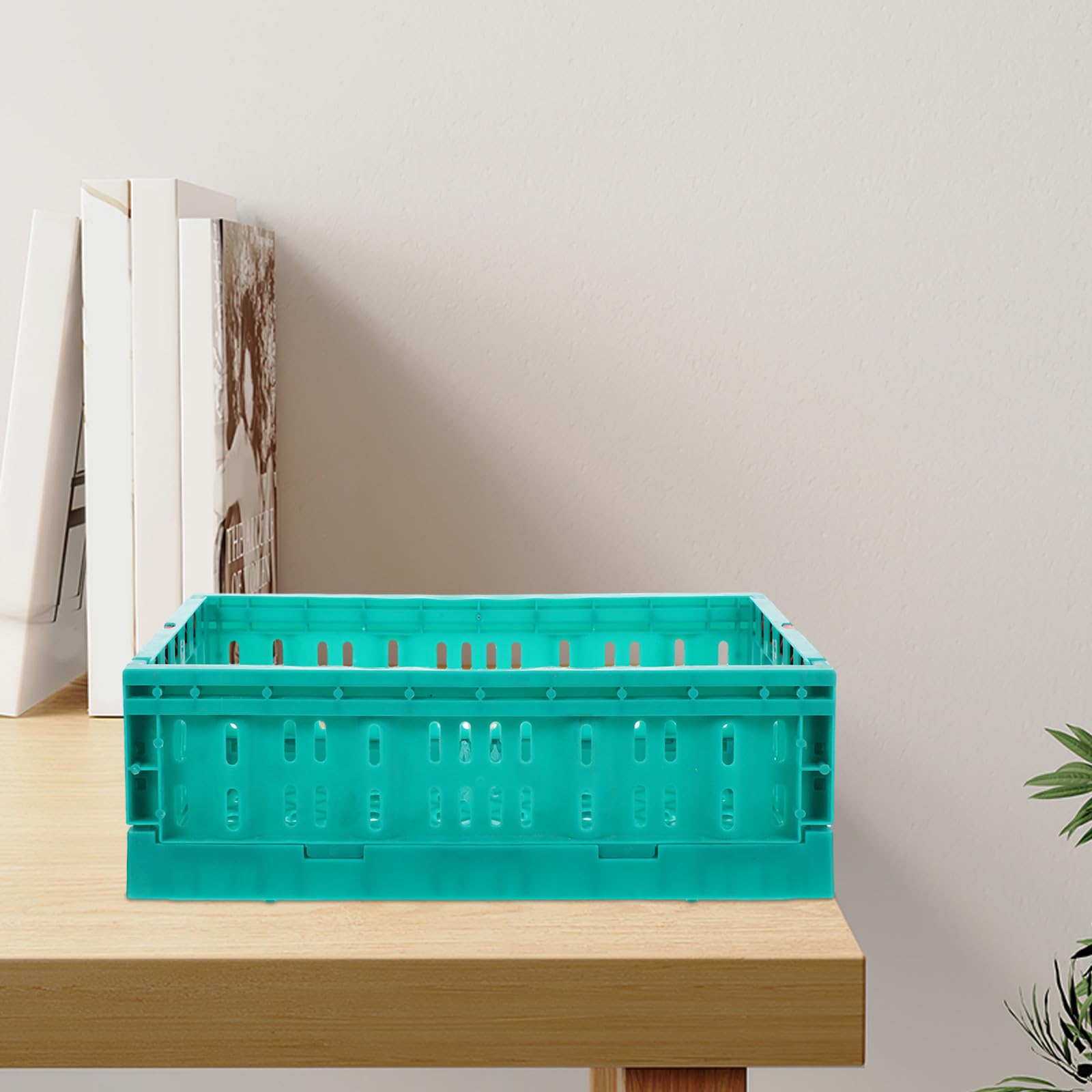 DOITOOL 2 Piezas Cestas Almacenaje Plegables de Plástico, Organizadores de Almacenamiento Transparentes para Cocina, Oficina, Dormitorio, Asas para Transporte y Diseño Ahorrador