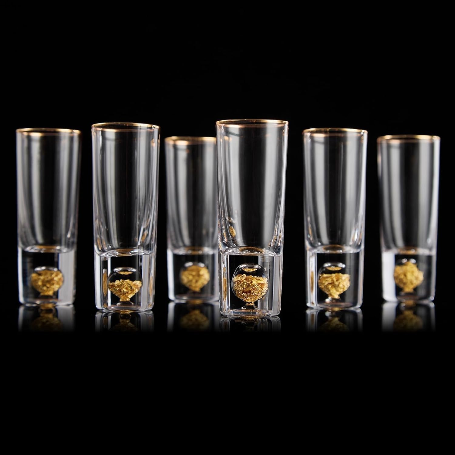 DUJUST Cool Shot Glasses (2oz), Shot Glass Set Decorated with 24K Gold Leaf Flakes, ONE OF A KIND, Cool &amp; Cute Shot Cups, BPA-Free &amp; Lead-Free, Perfect for Décor &amp; Collection, Gift Choices - 6 pcs