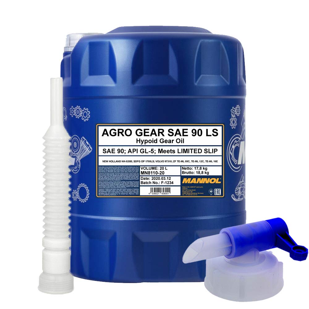 1x20 Liter MANNOL 8110 Agro Gear 90 SAE 90 LS API GL-5 + Hahn + Schlauch Auto & Motorrad