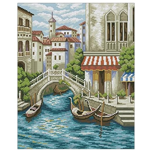 Venedig bro räknat korsstygnssats, 11ct160 x 200 stygn 47 x 57 cm räknat korsstygnskit