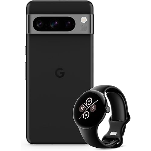 Google Pixel 8 Pro - Unlocked Android Smartphone - Obsidian - 128 GB Pixel Watch 2 - Matte Black Aluminum Case - Obsidian Active Band - Wi-Fi