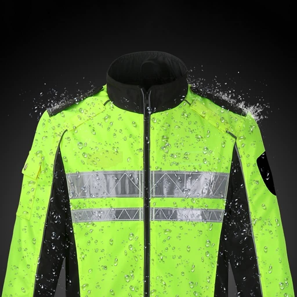 Alta Visibilidad de Seguridad de Seguridad de Trab Traje reflectante de ciclismo, chaqueta de seguridad de tela, chaqueta cálida reflectante de color amarillo fluorescente con chaleco de construcción