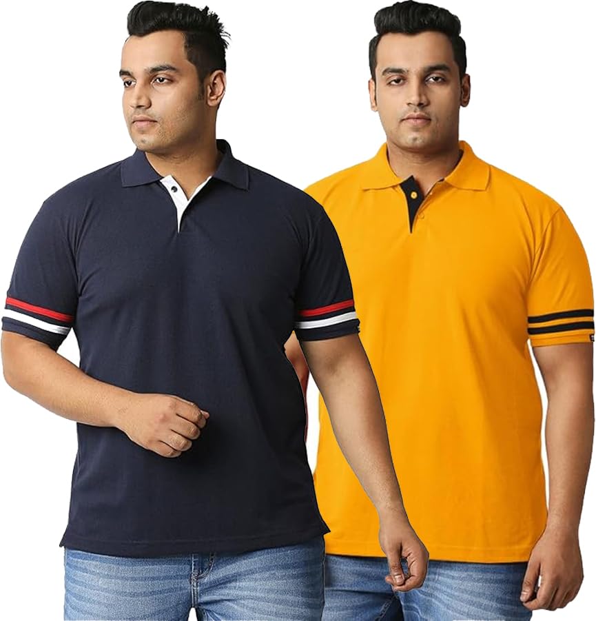 wear your opinion Plus Size Stripe Polo Cotton Blend Combo Pack of 2-picture-12
