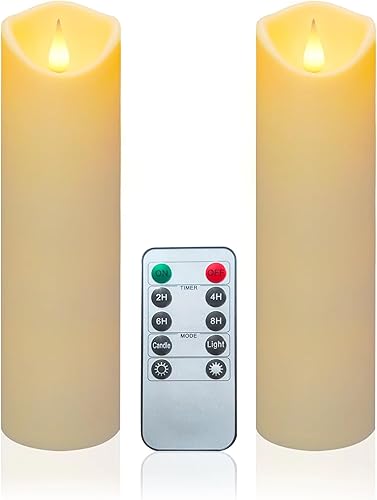 Aignis Velas LED sin llama con control remoto de 10 teclas y temporizador, velas impermeables para interiores y exteriores, funciona con pilas, para