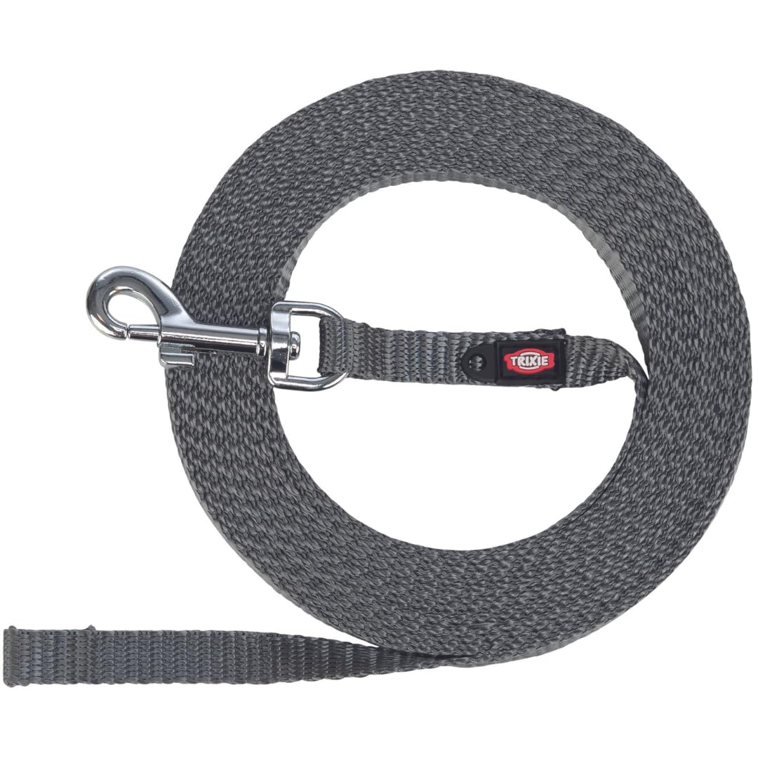 TRIXIE Mostre e Allenamento - Cinghia di tracciamento, Extra Leggera, XS–S, 15 m/10 mm, Grafite