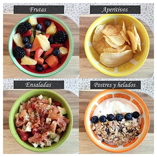 iubihome - Juego de 4 Cuencos Ceramica para Aperitivos 300ml, Boles Pequeños de Desayuno Ideal para Cereales y Frutas