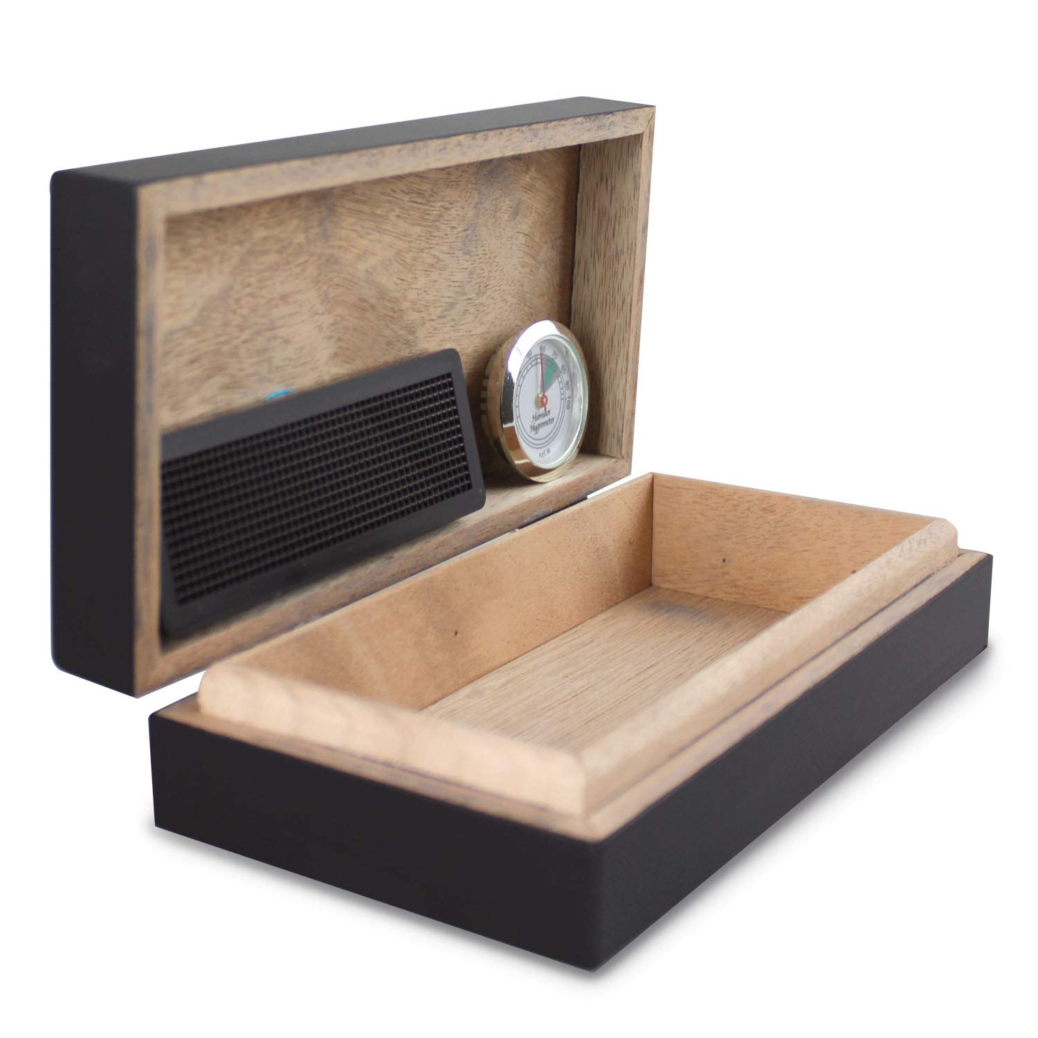Egoist JK00179 Cave à cigares Humidor Humidificateur avec hygromètre - 5 cigares (Noir)