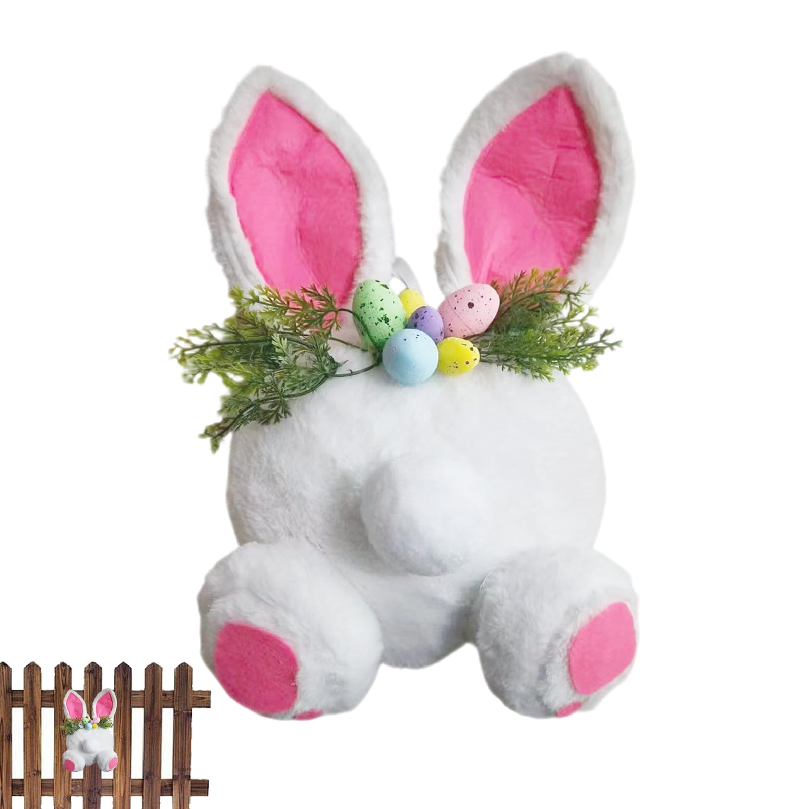 Couronne de Pâques pour porte et maison avec figurine lapin