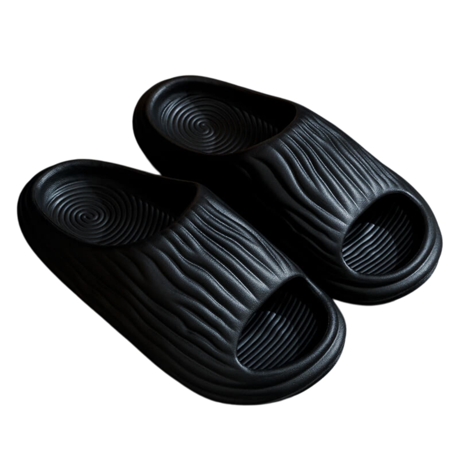 Gyios Women'S Slide Sandals Unisex Fresh Textured Cloud Slides - Thick Cushion Contoured Eva Open Toe Slippers For Shower, Home & Casual Daily Wear-black-38-39