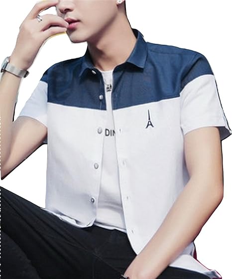 Amazon R Y A R メンズ シャツ 半袖 薄手 10種類からお選びいただけます 人気 おしゃれ 夏服 夏アウター トップス サマーアウター 夏 3xl 625ブルー ホワイト シャツ 通販