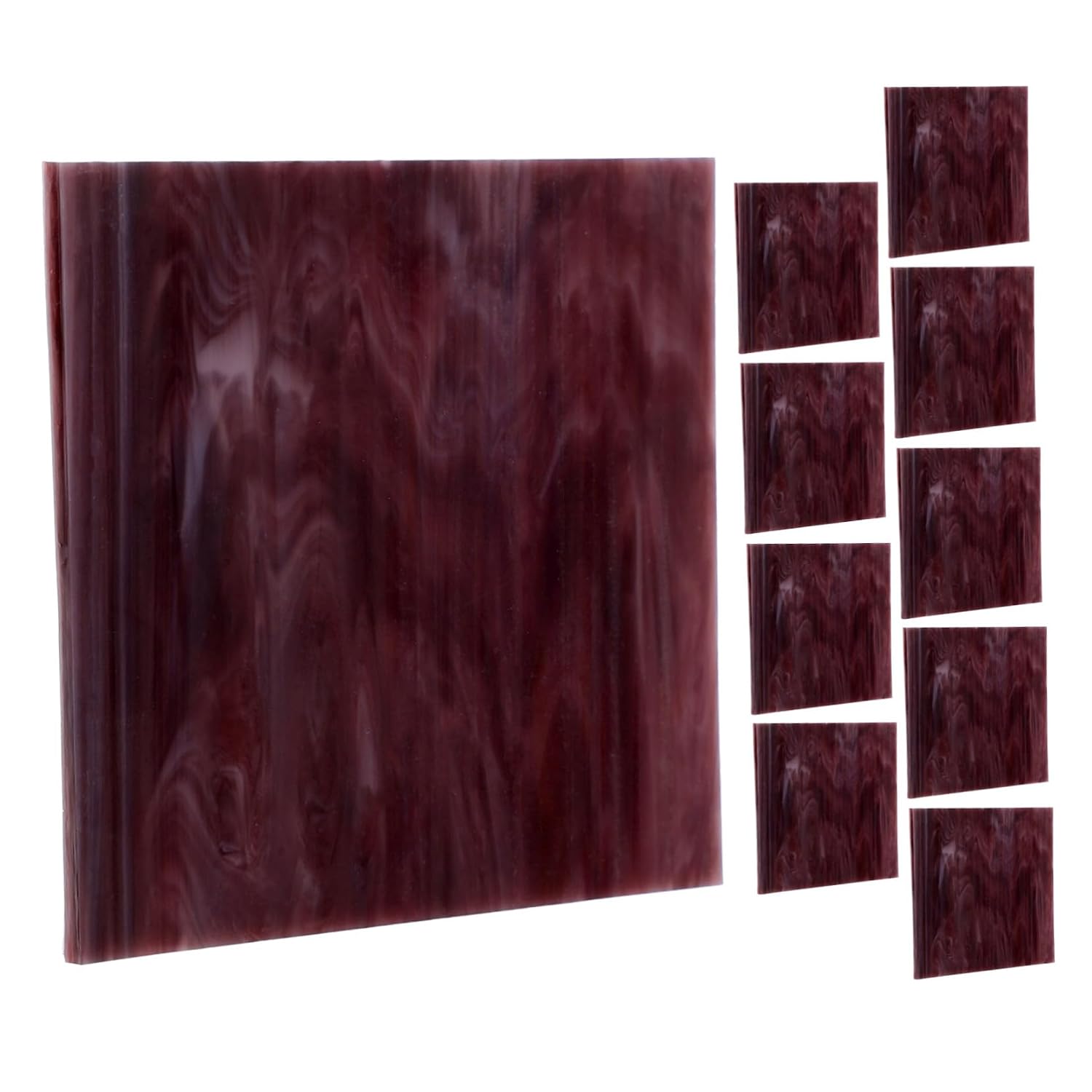 10pcs Stained Glass Tiles for Crafting Deep Purple Mica Glass for Church Murals Unique Patterns Craft Material for DIY Projects