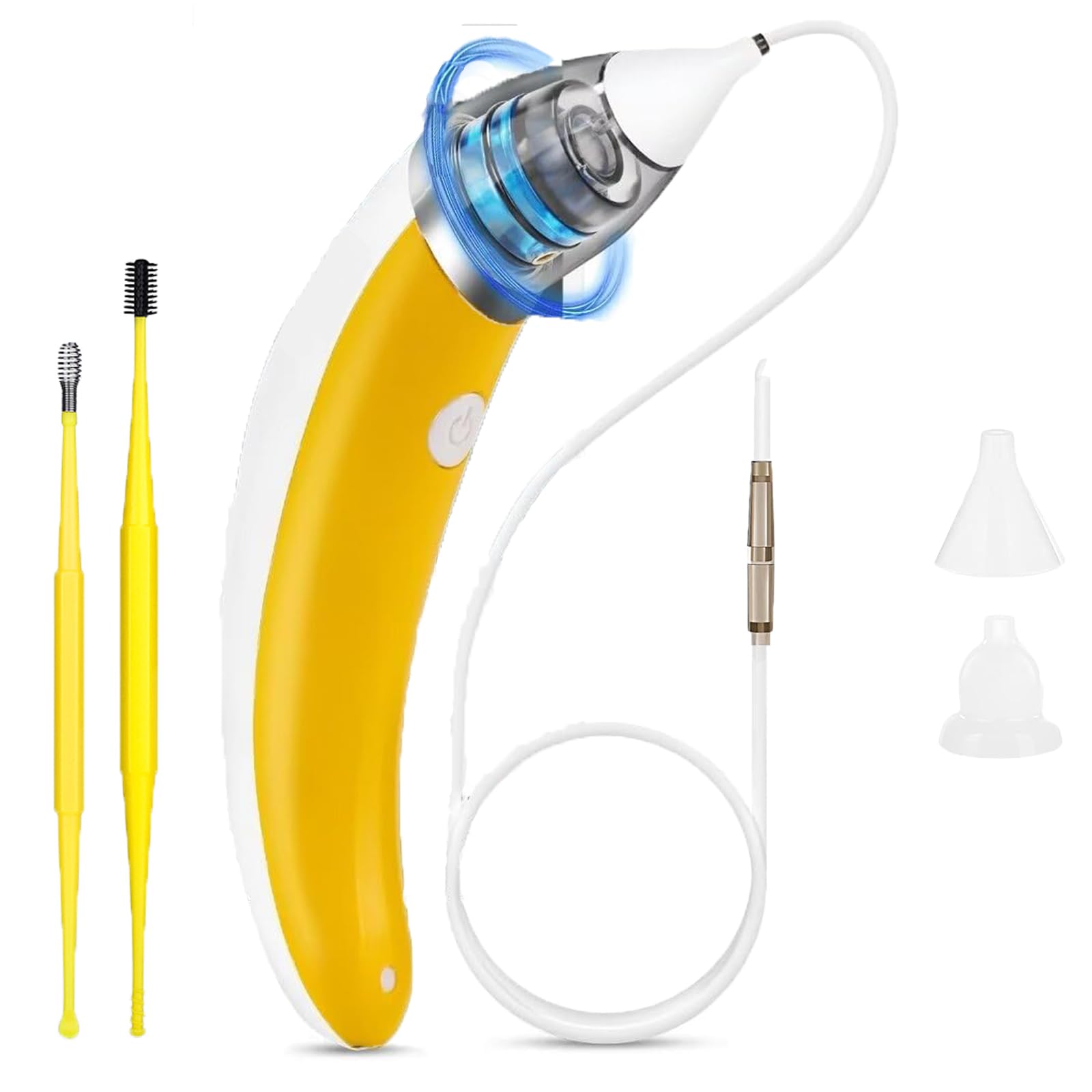 Ohrenschmalz Entferner Vakuum, Sicheres und Weiches 360 Grad Spirale Silikon Ear Cleaning kit , Geeignet für Kinder und Menschen(Gelb-1)