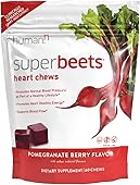 HumanN SuperBeets Heart Chews - Nitric Oxide Production for Daily Blood Pressure Support & Circulation - Grape Seed Extract & Non-GMO Beet Energy Chews - Pomegranate Berry Flavor, 60 Count