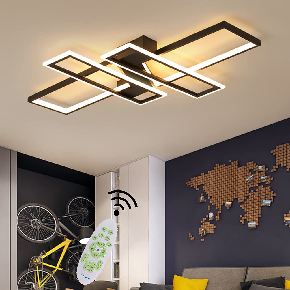 Amazon Co Jp Led シーリングライト モダンな正方形の装飾 8 10畳 天井ライト インテリア リビング 照明器具 和風 玄関 門灯 廊下 和室 照明 おしゃれ 台所 洗面所 トイレ 引掛式 天井照明 照明器具 無段階調光調色 リモコン付き Black L1cm W80cm H6cm