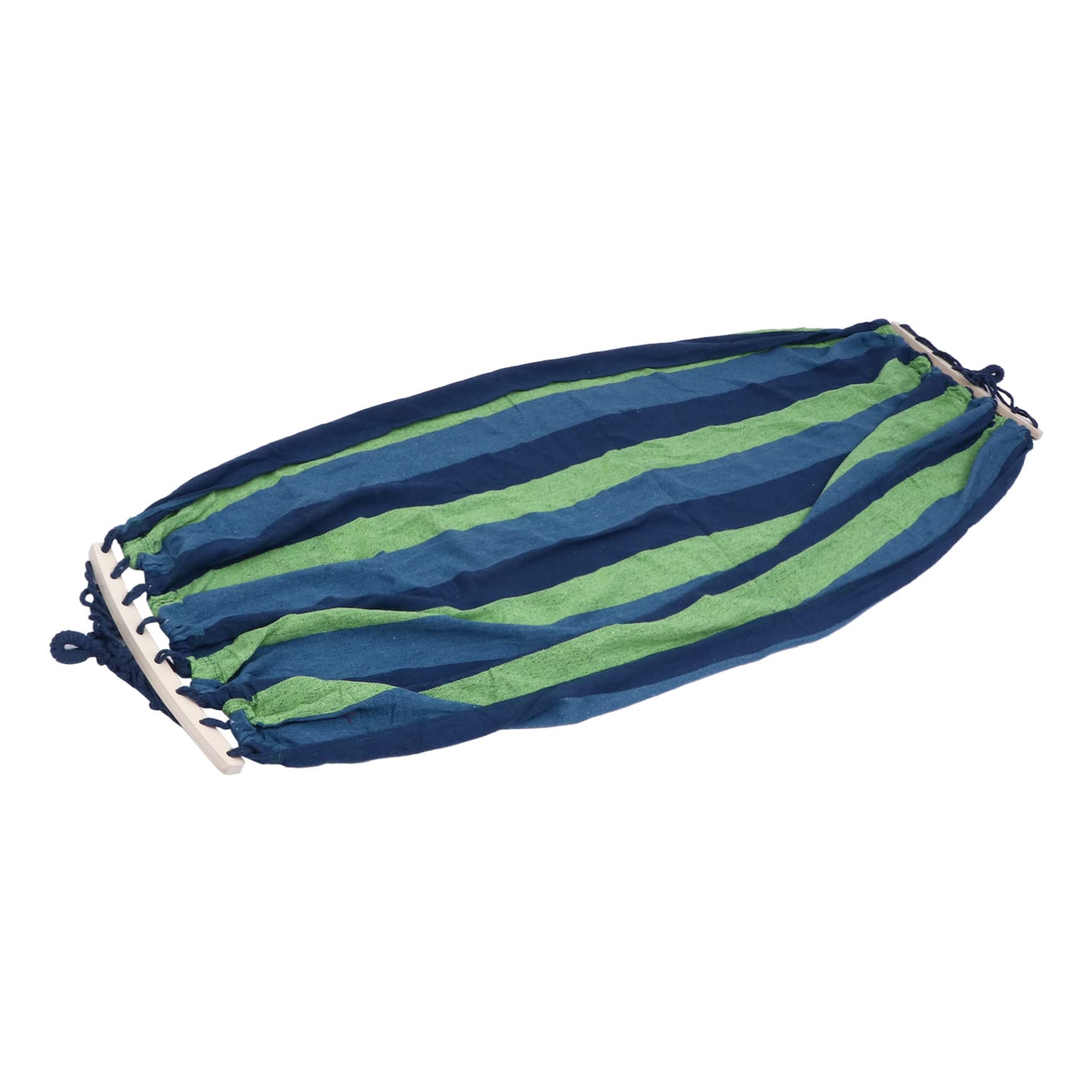 Hamaca de Lona Rayada Azul Portátil de Madera para Acampar