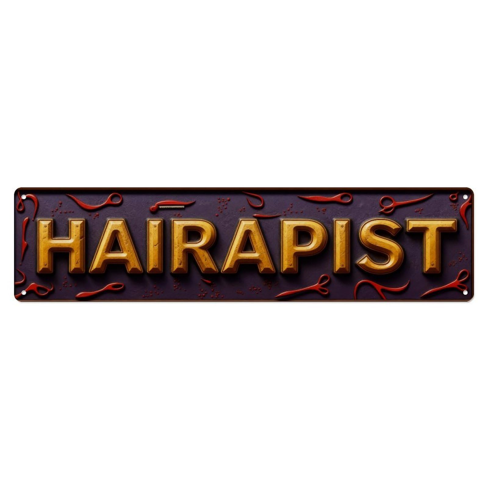 Hairapist Logo Design Pattern Metal Tin Sign Plaque