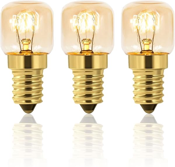 Caldarax 3 Stück Backofenlampe T22 E14 Dimmbar, 2700K Warmweiß, Backofen Lampe Bis 300°C Hitzebeständiges, 80LM, E14 Edison Glühbirne, Für zu Salzlampe, Backöfen, Kühlschränke, Mikrowellen - 1