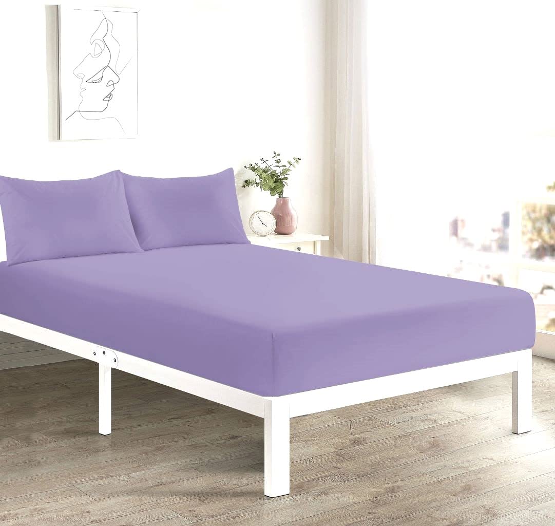 EXQUIZIT HOMEยฎ Flat Bed Sheet Percale Easy Care Poly Cotton Soft Wrinkle Resistant Breathable Hotel Quality Machine Washable Bedding (Superking, Lilac) โ image 1